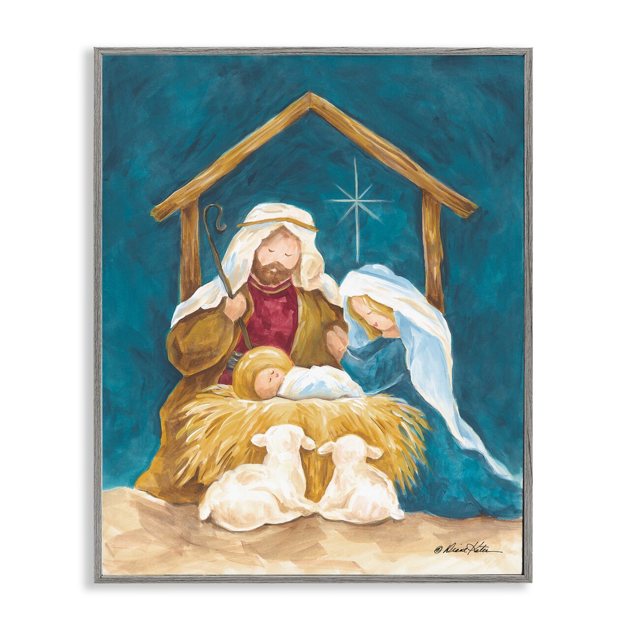 Stupell Industries Comforting Nativity Painting Framed Giclee, design by Diane Kater